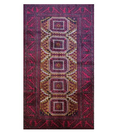 Handmade Persian Baluch Red Wool Area Rug 01
